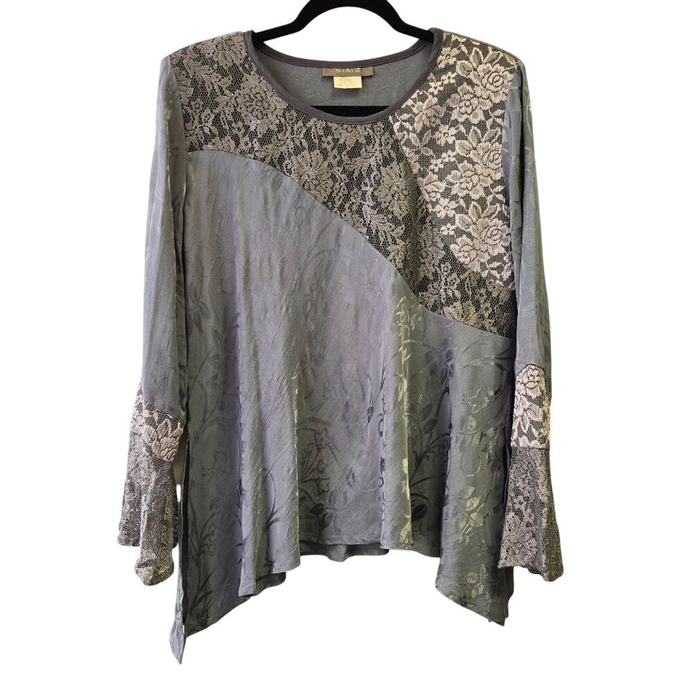 Vintage Whimsical Whimsigoth Fairy Lace‎ Asymmetrical Tunic Top Bell Sleeve 6